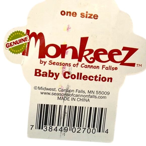 Seasons of Cannon Falls Monkeez Baby Collection Sock Monkey One Sz NWT Baby Cap - Picture 3 of 4